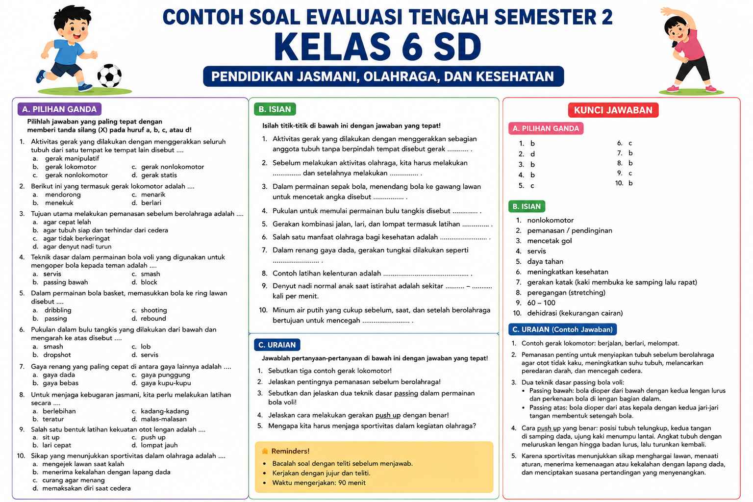 Contoh Soal Evaluasi Tengah Semester 2 Kelas 6 SD dan Kunci Jawaban