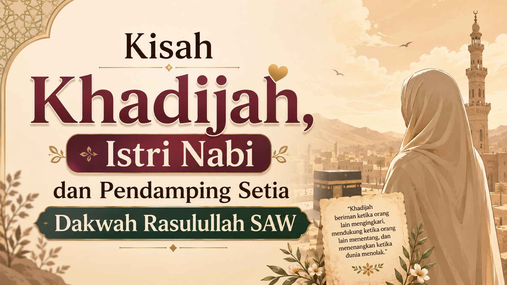 Kisah Khadijah, Istri Nabi dan Pendamping Setia Dakwah Rasulullah SAW