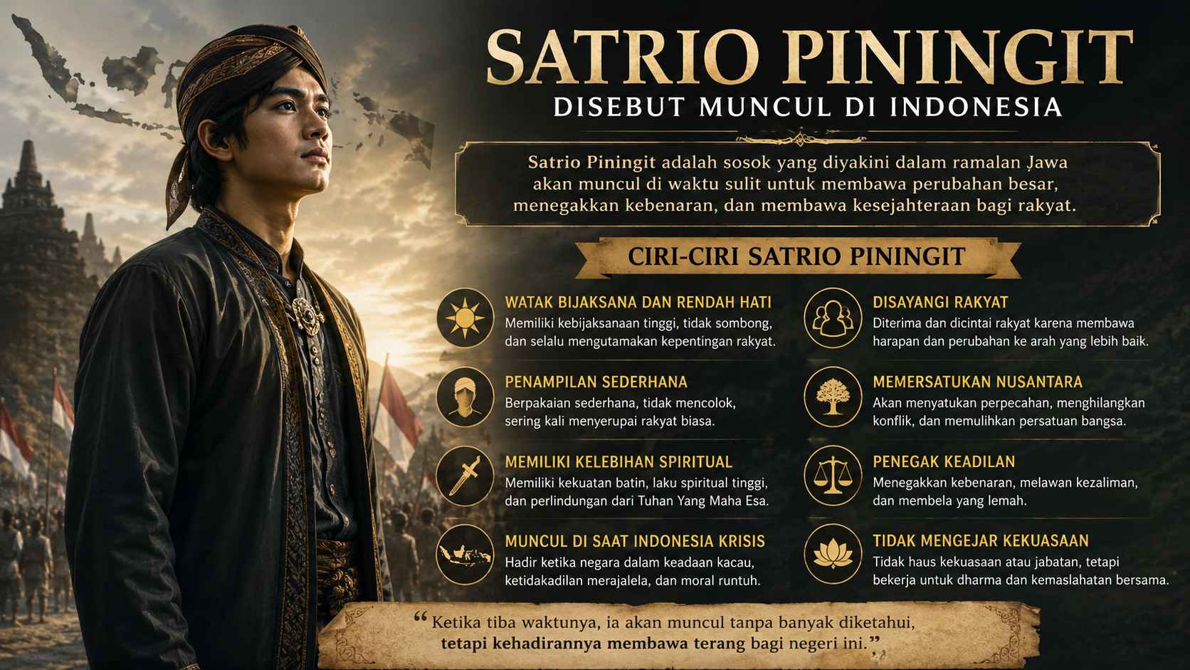 Sosok Satrio Piningit Disebut Muncul di Indonesia, Ini Ciri-Cirinya