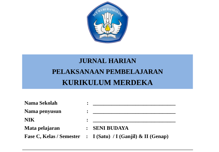 Download Jurnal Mengajar Kelas 1 Seni Budaya