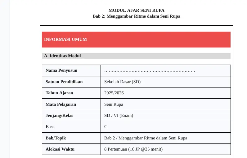 Modul Ajar Seni Rupa SD Kelas 6 Bab 2 Menggambar Ritme dalam Seni Rupa
