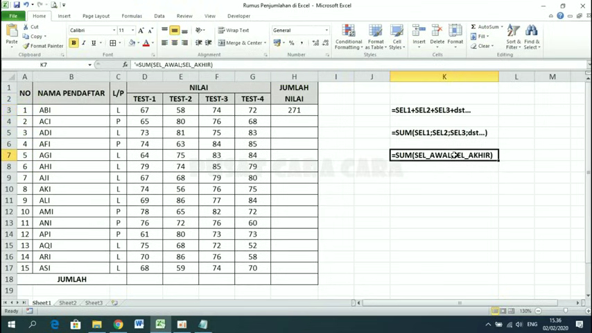 Rumus Excel Penjumlahan Otomatis 2 Rumus Excel Penjumlahan Otomatis