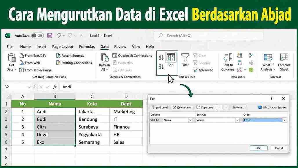 Cara Mengurutkan Data di Excel Berdasarkan Abjad