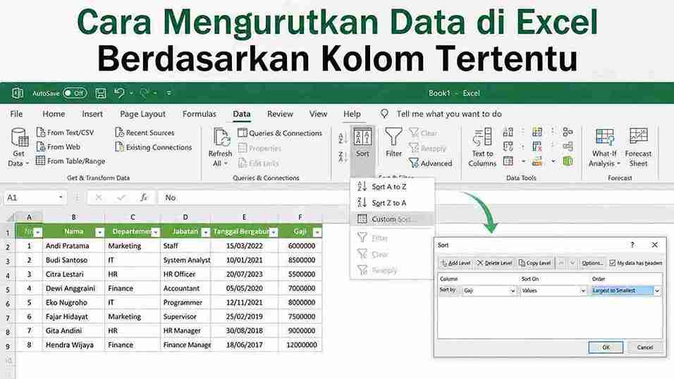 Cara Mengurutkan Data di Excel Berdasarkan Kolom Tertentu