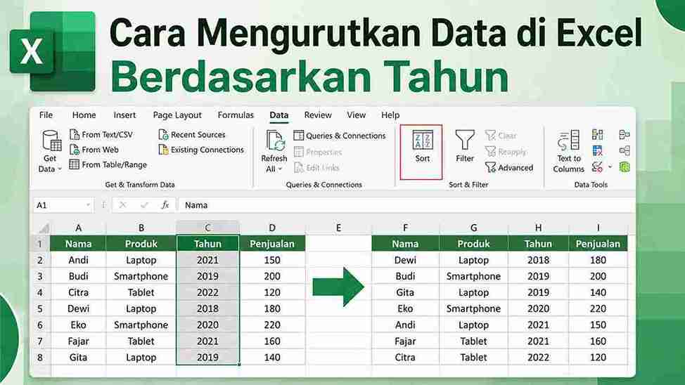 Cara Mengurutkan Data di Excel Berdasarkan Tahun