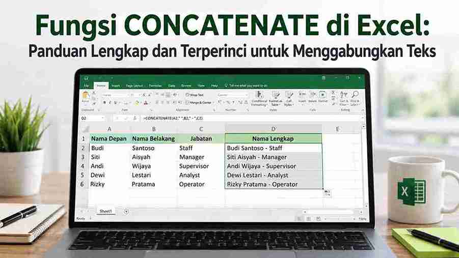 Fungsi CONCATENATE di Excel