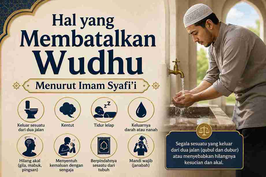 Hal yang Membatalkan Wudhu Menurut Imam Syafi’i