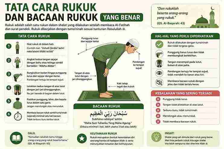 Tata Cara Rukuk dan Bacaan Rukuk yang Benar 2 Tata Cara Rukuk dan Bacaan Rukuk yang Benar