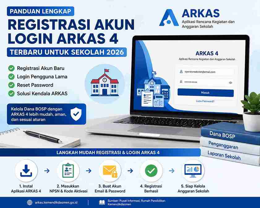 Cara Registrasi Akun Login ARKAS 4 Terbaru untuk Sekolah Tahun 2026