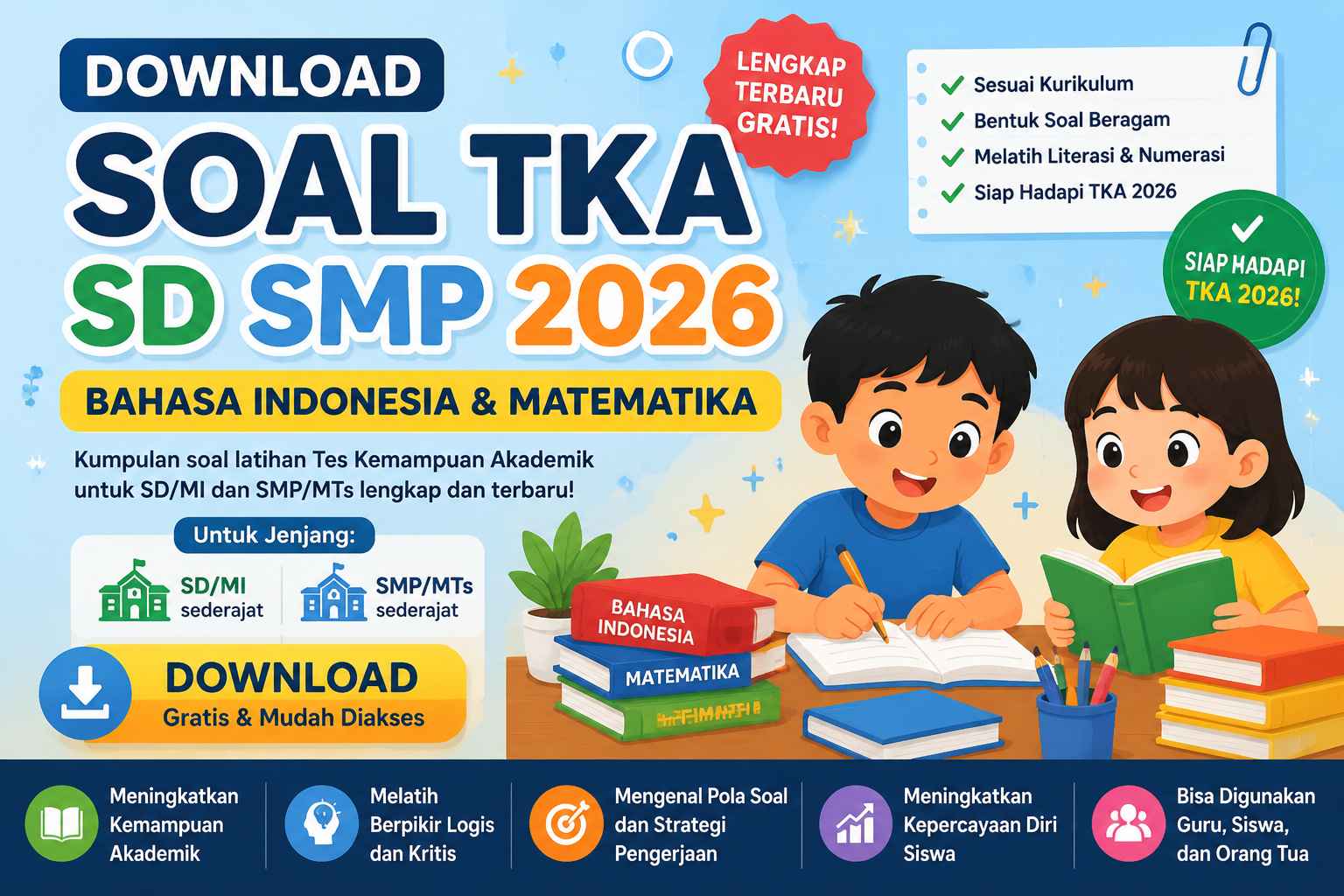 Download Soal TKA SD SMP 2026 Lengkap Terbaru