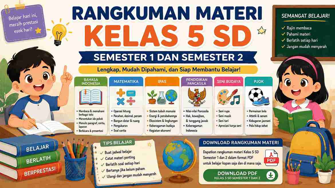Rangkuman Materi Kelas 5 SD Semester 1 dan 2