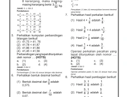 Kunci Jawaban Soal Pecahan, Desimal, dan Perbandingan Matematika Kelas VI SD