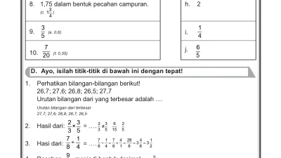 Kunci Jawaban Soal Pecahan dan Desimal Matematika Kelas VI SD