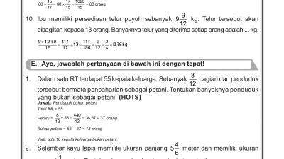 Kunci Jawaban Soal Cerita Pecahan dan Perkalian Matematika Kelas VI SD