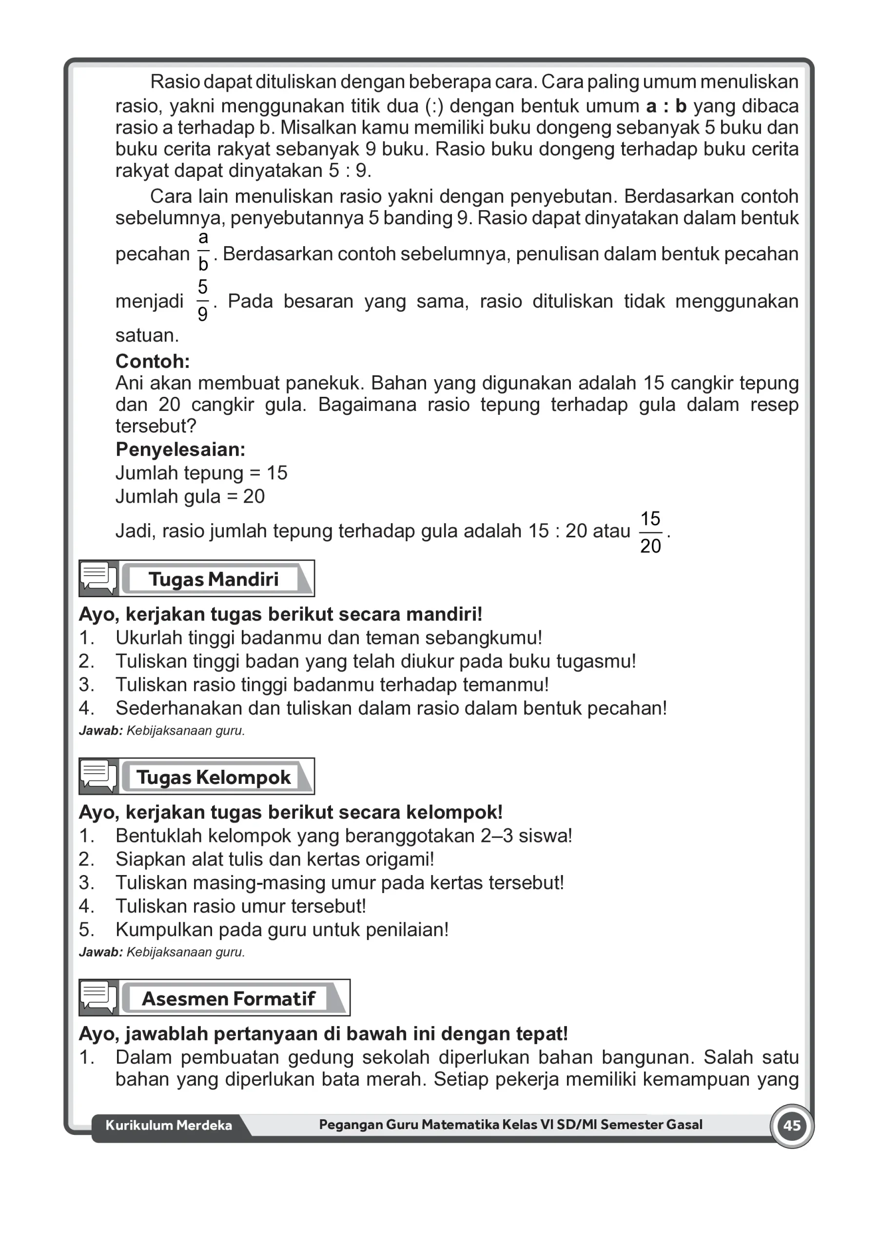 Cara Menuliskan Rasio dan Contoh Penerapannya dalam Matematika Kelas VI SD