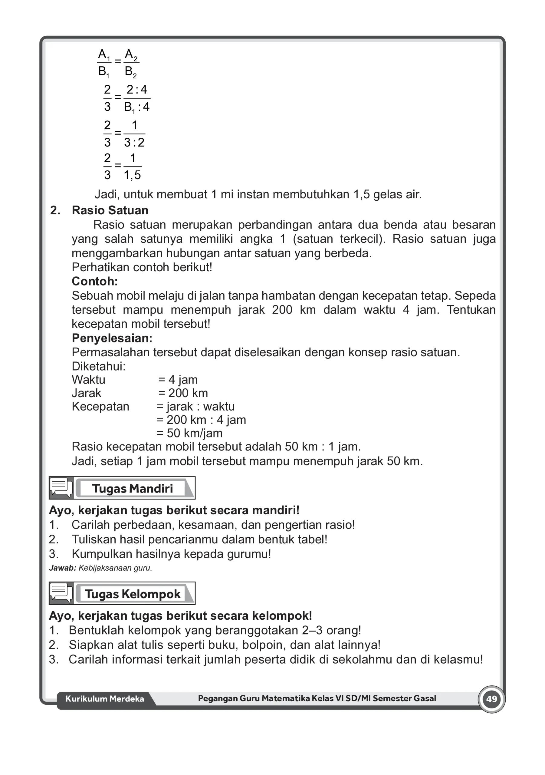 Memahami Rasio Satuan dan Penerapannya dalam Matematika Kelas VI SD